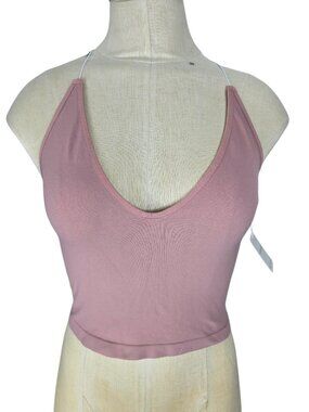 Free People pink crop top sleeveless v neck women's size XS